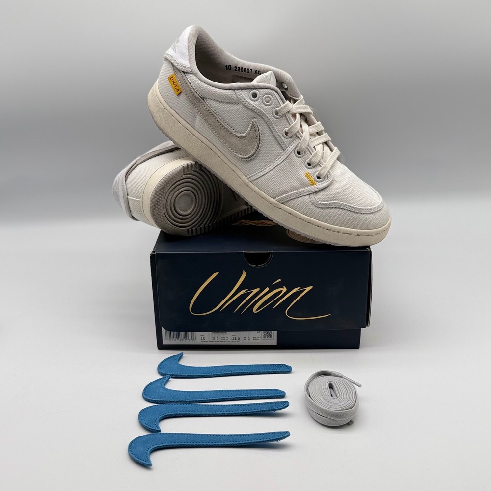 Union LA x Air Jordan 1 KO Men's 10 Low Sail Canvas Sneaker **New W/Box**